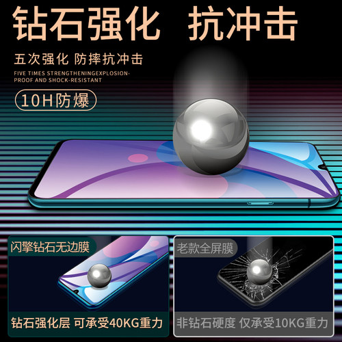 闪擎适用荣耀畅玩9a钻石钢化膜全屏覆盖防指纹畅玩9a手机膜全包边高清MOA-AL00抗蓝光防摔防爆玻璃保护无白边 - 图1