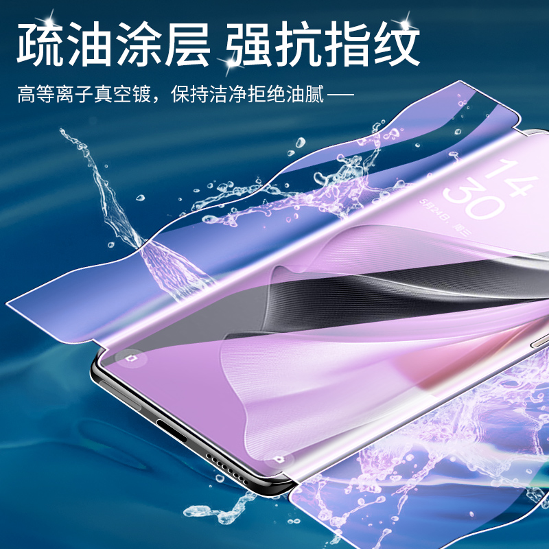 适用opporeno10钢化水凝膜全屏覆盖reno10pro手机贴膜前后一体reno10pro+全包膜高清抗蓝光opo全身背膜防指纹-图2