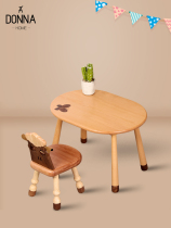Nordic Solid Wood Children Table And Chairs Kindergarten Desk Home Baby Liftable Learning Table Toy Table Peanuts Table