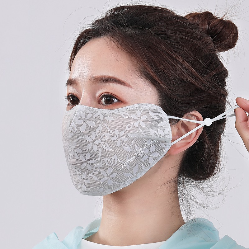 高颜值~防晒口罩遮全脸面纱女夏季冰丝防紫外线透气脸罩骑行面罩 - 图2