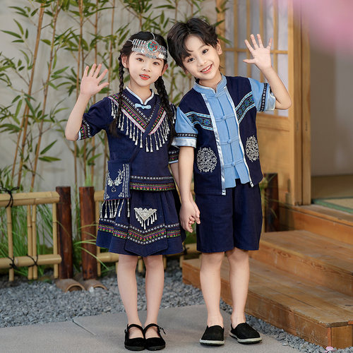 女童夏装套装少数民族风裙子壮族傣族幼儿园六一儿童演出表演服装 - 图3