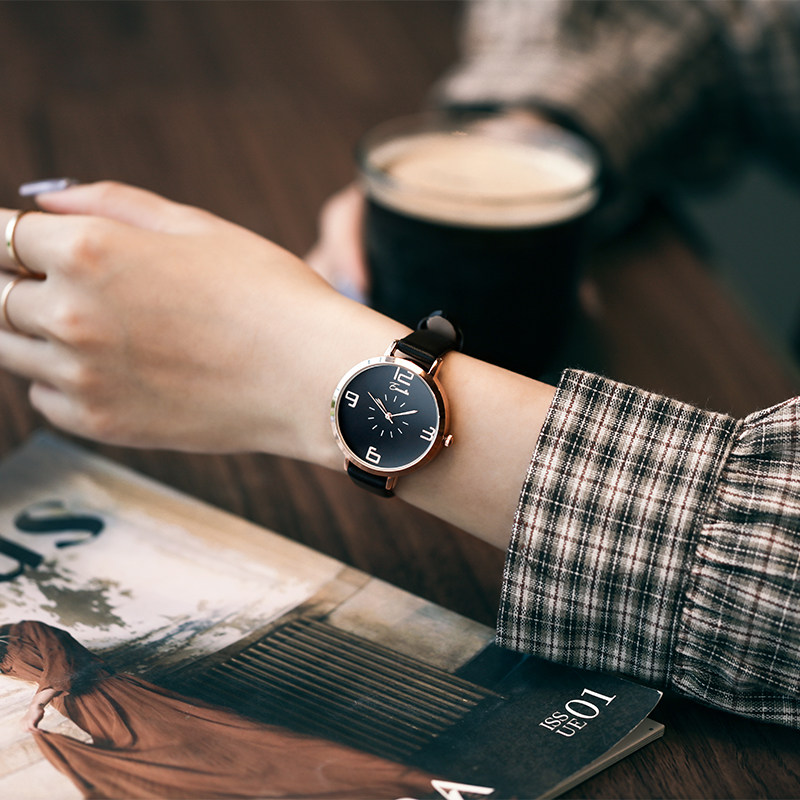 eavanlin ins风简约皮带女学生手表 依文琳手表国产腕表