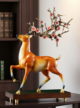 一路高升铜鹿摆件升职开业礼物