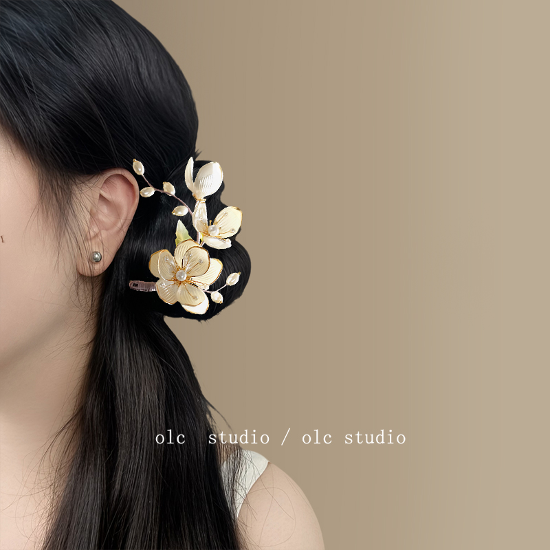 琼花逸雅情!新中式玉兰花u型发簪女2025新款高端发夹旅行发卡女 - 图0