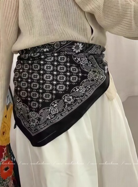 韩系黑色腰果花系腰屁帘小众