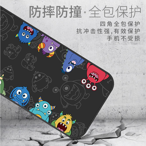 适用于苹果X手机壳全包防摔XS新款潮牌网红iPhoneXR个性创意液态硅胶外壳MAX侧边图案卡通小怪兽直边保护套 - 图2