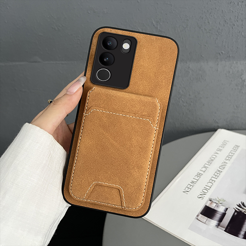 带卡包适用于vivos19手机壳s18pro新款s17e保护套s12 Pro素皮s15全包防摔s9e皮质s16外壳vivis男款皮革por女 - 图3