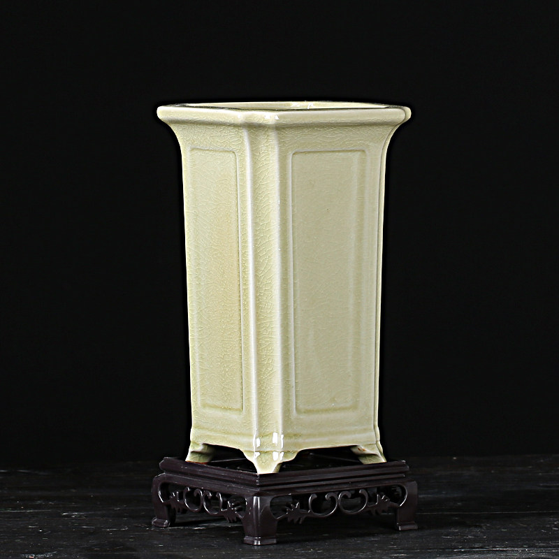 四方陶瓷花盆哥窑高款中国风兰花专用个性冰裂花器飘枝老桩造景盆,淘宝优惠券,粉丝福利购,淘宝优惠卷