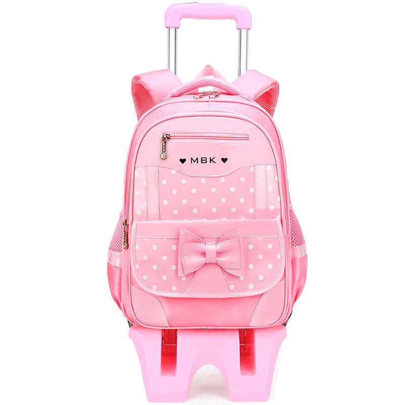 韩版pu小学生拉杆书包女孩2-3-6 贝町双肩背包
