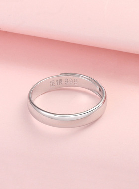 足银简约开口情侣戒51
