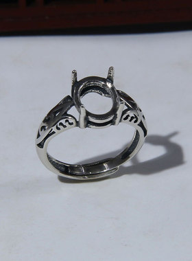 925纯银复古爪镶戒托DIY蜜