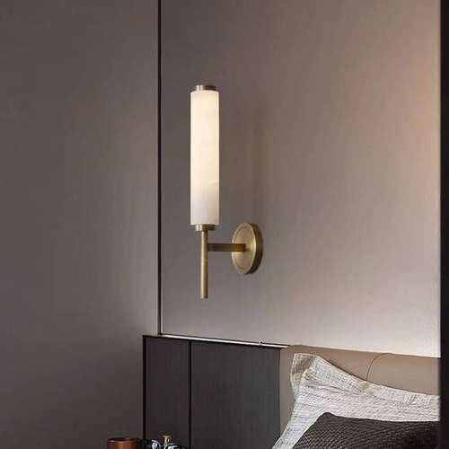 北欧客厅背景墙壁灯现代轻奢云石卧室床头简约酒店过道灯具 - 图1