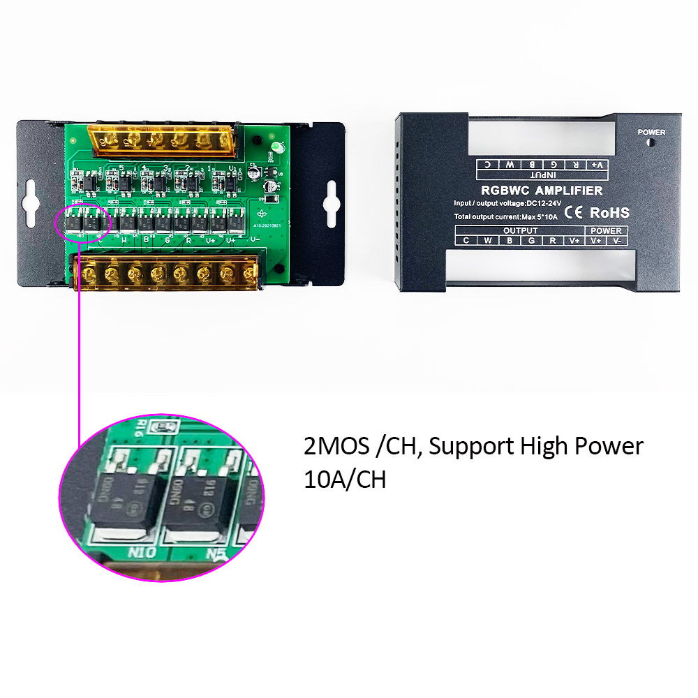 RGBW灯带放大器32A铝壳功率放大器RGBCCT五路同步器LED放大器4*8A-图3