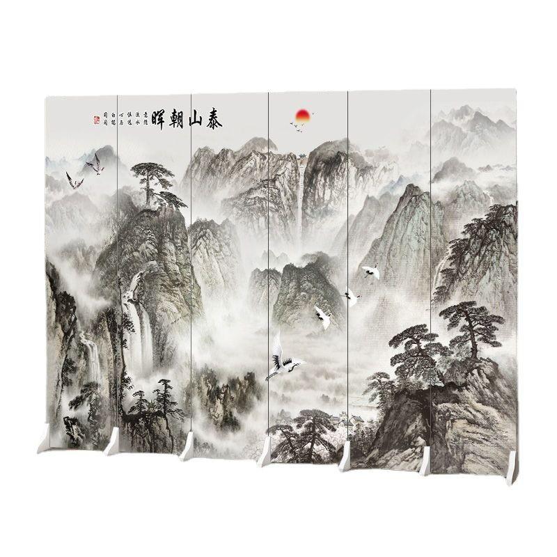 屏风隔断客厅入户正对门中式玄关卧室可折叠墙遮挡移动山水画屏风 - 图3