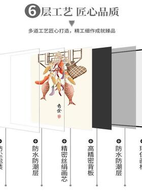 俗写新中式餐厅装饰画饭厅墙面挂画餐桌墙画厨房画三联画餐饮饭店