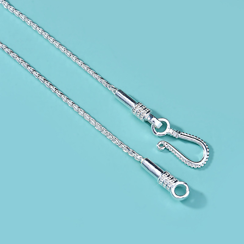 s925纯银肖邦问号扣一根裸链吊坠针 在熙项链