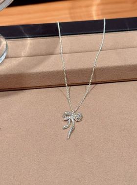 跨境韩版蝴蝶结项链简约气质ins网红小红书首饰女轻奢高级感项链