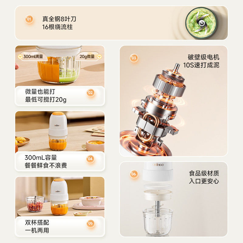 七彩叮当辅食机宝宝辅食机婴儿料理机小型多功能打泥搅拌研磨工具,淘宝优惠券,粉丝福利购,淘宝优惠卷