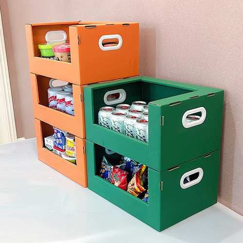 牛皮纸质可叠加简约玩具整理收纳箱零食衣柜衣物筐储杂物神器盒子 - 图2