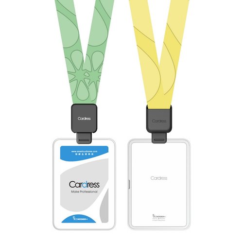cardress/卡德仕G4B竖版镜面白胸牌卡套配CDH62黑色伸缩扣标签版挂绳航空公司职员胸牌胸卡吊牌保护套带吊绳 - 图1