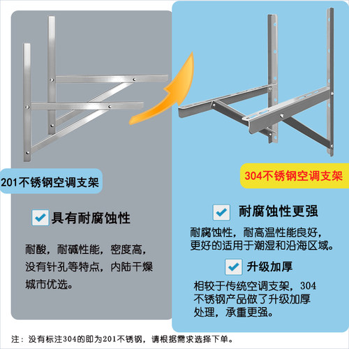 304不锈钢空调外机支架子适用小米美的格力海尔1P/1.5p/2/3匹通用-图2