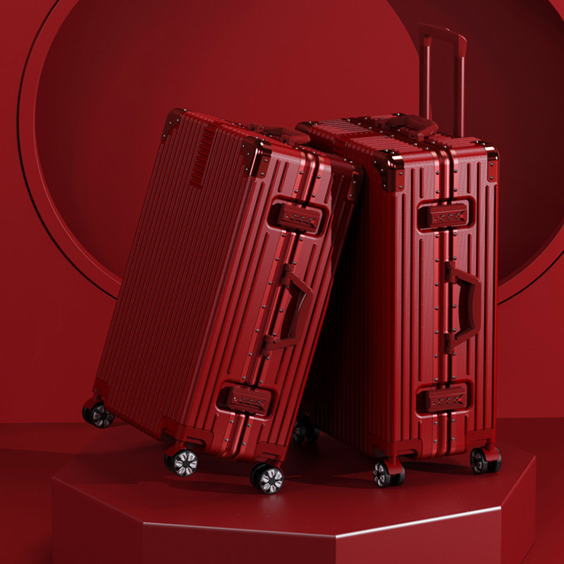 新娘结婚红色陪嫁拉杆一对密码箱 一菏旅行箱