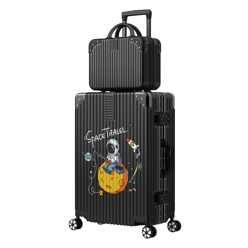 个性女卡通高清印花铝框子母拉杆箱 一菏旅行箱