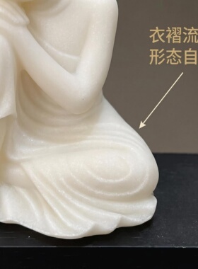 禅意汉白玉佛像摆件居家装饰茶室禅修打坐中古中国风工艺品佛像