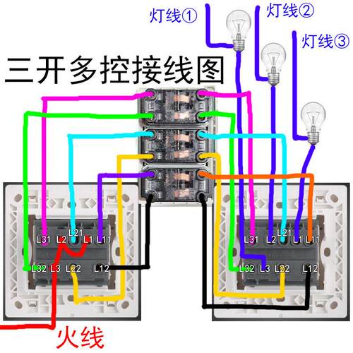 银色三开多控三控飞雕中途开关家用三联3位86型灯开关电源双控 - 图0