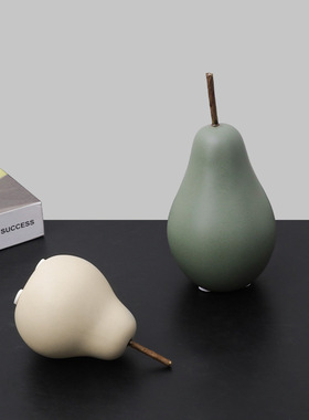 北欧风莫兰迪小清新陶瓷梨子摆件家居饰品创意客厅办公室装饰品