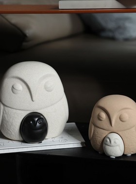 跨境简约创意猫头鹰陶瓷组合摆件桌面客厅电视柜家里店铺样板房软