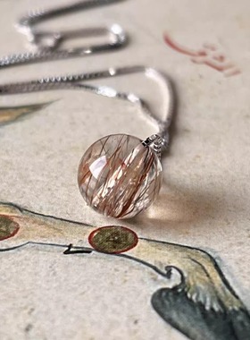 项链925银月光石草莓晶发晶饰品