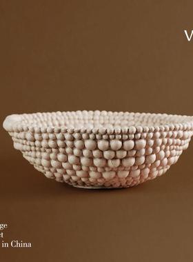 梵其侘寂风创意树脂彷木珠水果篮家居果盆摆件高级感客厅茶几果盘