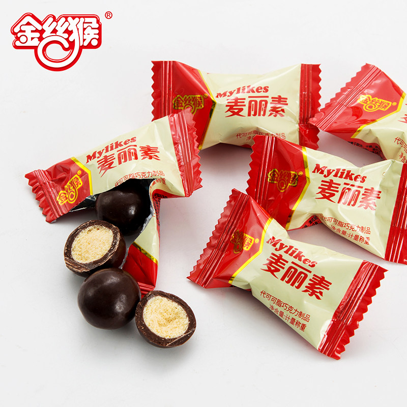 金丝猴桶装夹心巧克力豆官网小零食 美食客食品夹心巧克力
