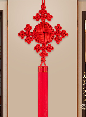 客厅手工编织背景墙松云中国结