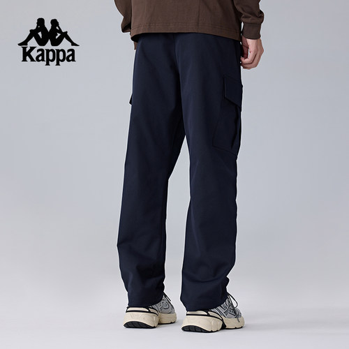 Kappa卡帕背靠背运动长裤男新款工装裤直筒松紧腰休闲裤弹力裤子 - 图2