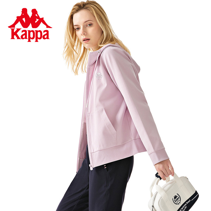 Kappa卡帕outlets背靠背官方女卫衣连帽外套新款针织运动休闲开衫 - 图1