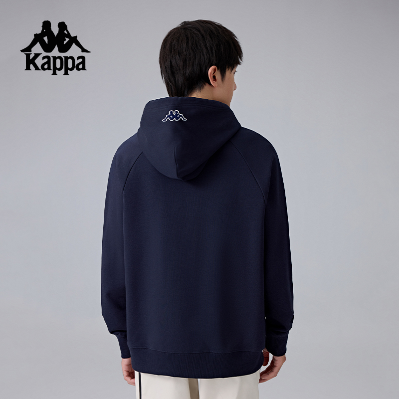 Kappa卡帕背靠背运动套头衫男2025新款宽松连帽针织卫衣休闲上衣 - 图2