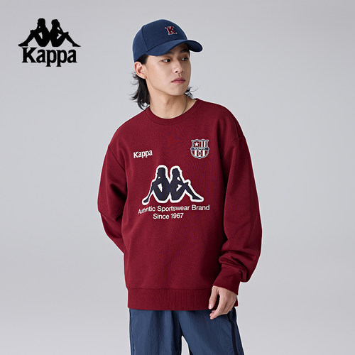 Kappa卡帕背靠背圆领运动卫衣女春秋新款休闲上衣男针织套头衫潮 - 图0