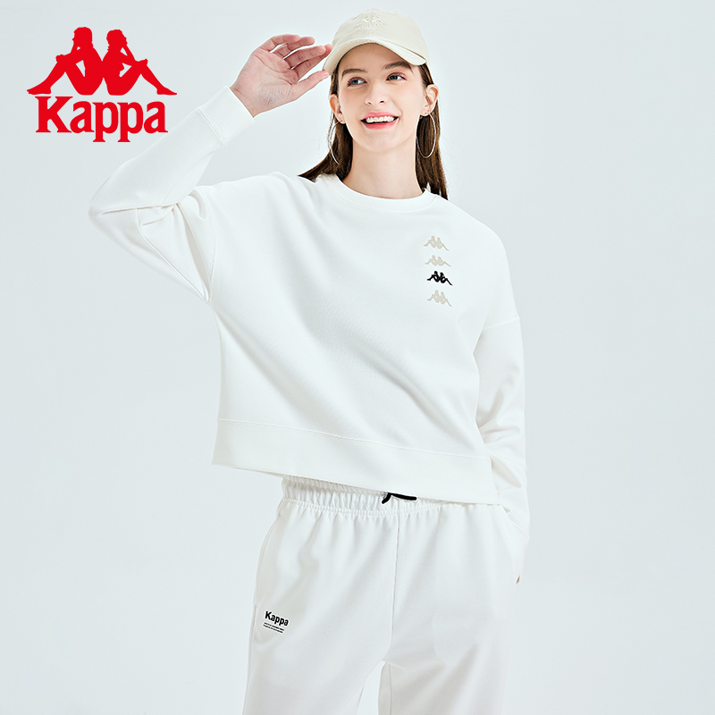 Kappa卡帕串标套头衫2023新款女春秋运动卫衣休闲圆领针织外套 - 图2