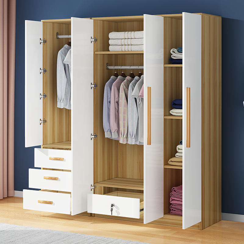北欧实木衣柜现代简约板式出租房卧室小户型大衣橱经济型衣柜组装