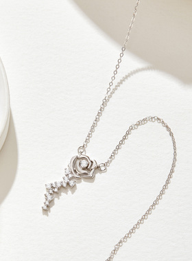 softdora/索缇朵玫瑰花项链女S925银轻奢小众高级感锁骨链送女友