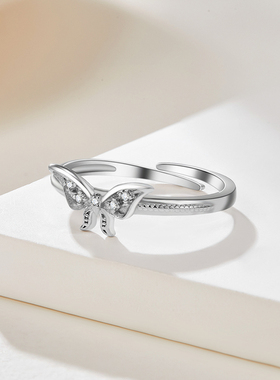 蝴蝶少女钻石女戒S925银镶钻