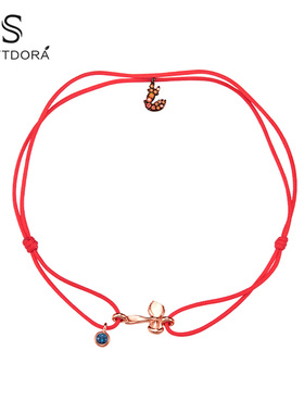softdora/索缇朵小王子与狐狸守护红绳手链女S925银玫瑰金色手绳