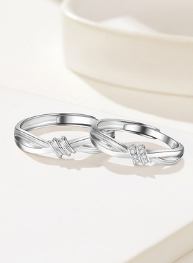 SD同心结S925银锆石情侣对戒