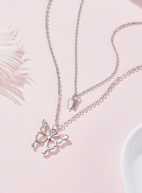 sd恋爱钻石项链双层叠戴银