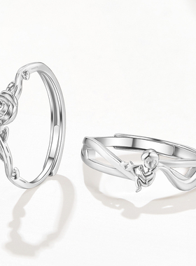 SD麦穗与玫瑰情侣纯银锆石对戒
