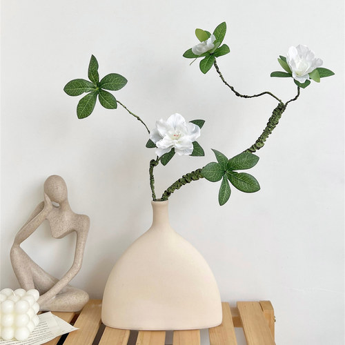 北欧风仿真杜鹃花家居装饰花卉素胚陶瓷花瓶玄关客厅家居花艺摆件 - 图3