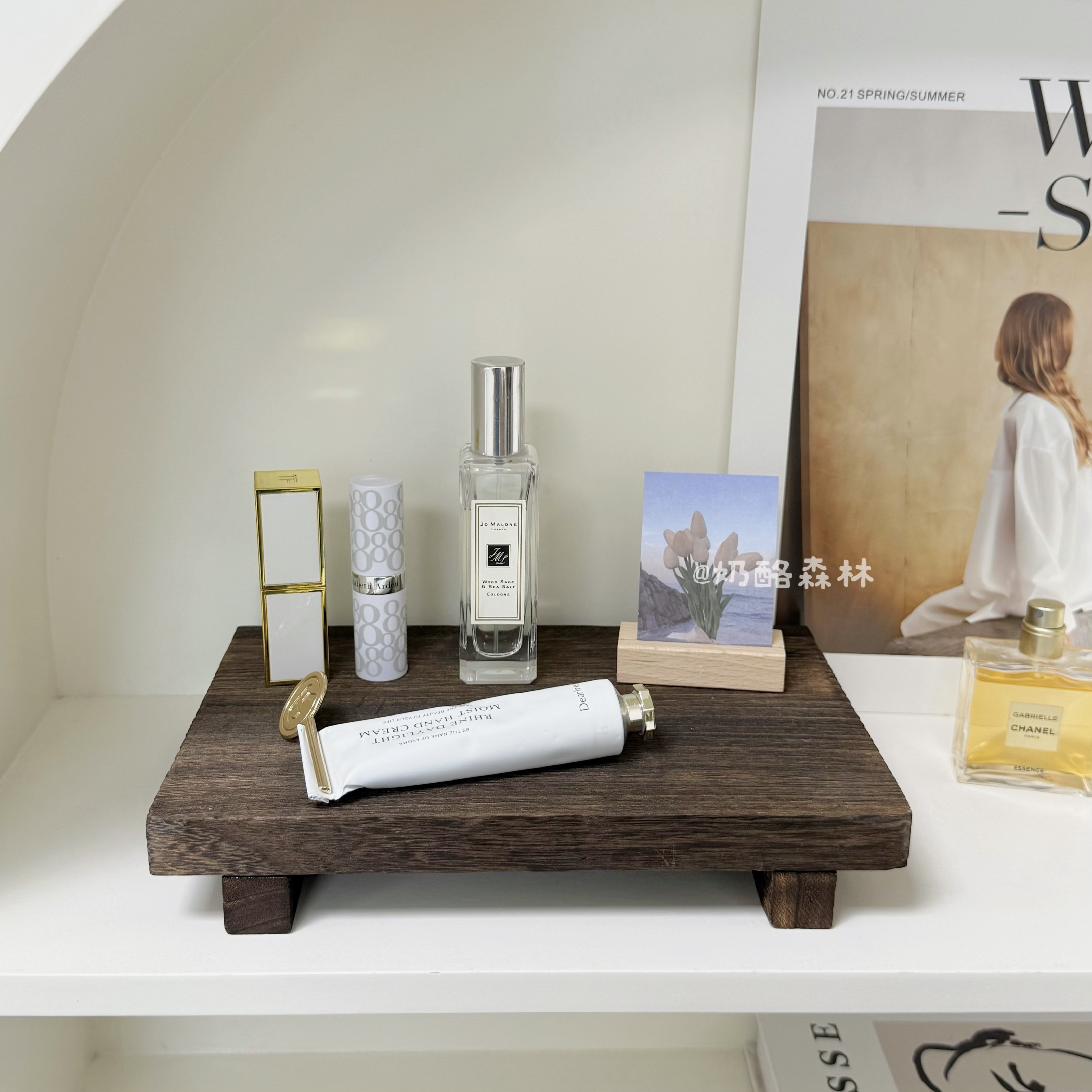 ins风复古实木置物架桌面香水整理收纳架木质首饰展示架拍照道具,淘宝优惠券,粉丝福利购,淘宝优惠卷