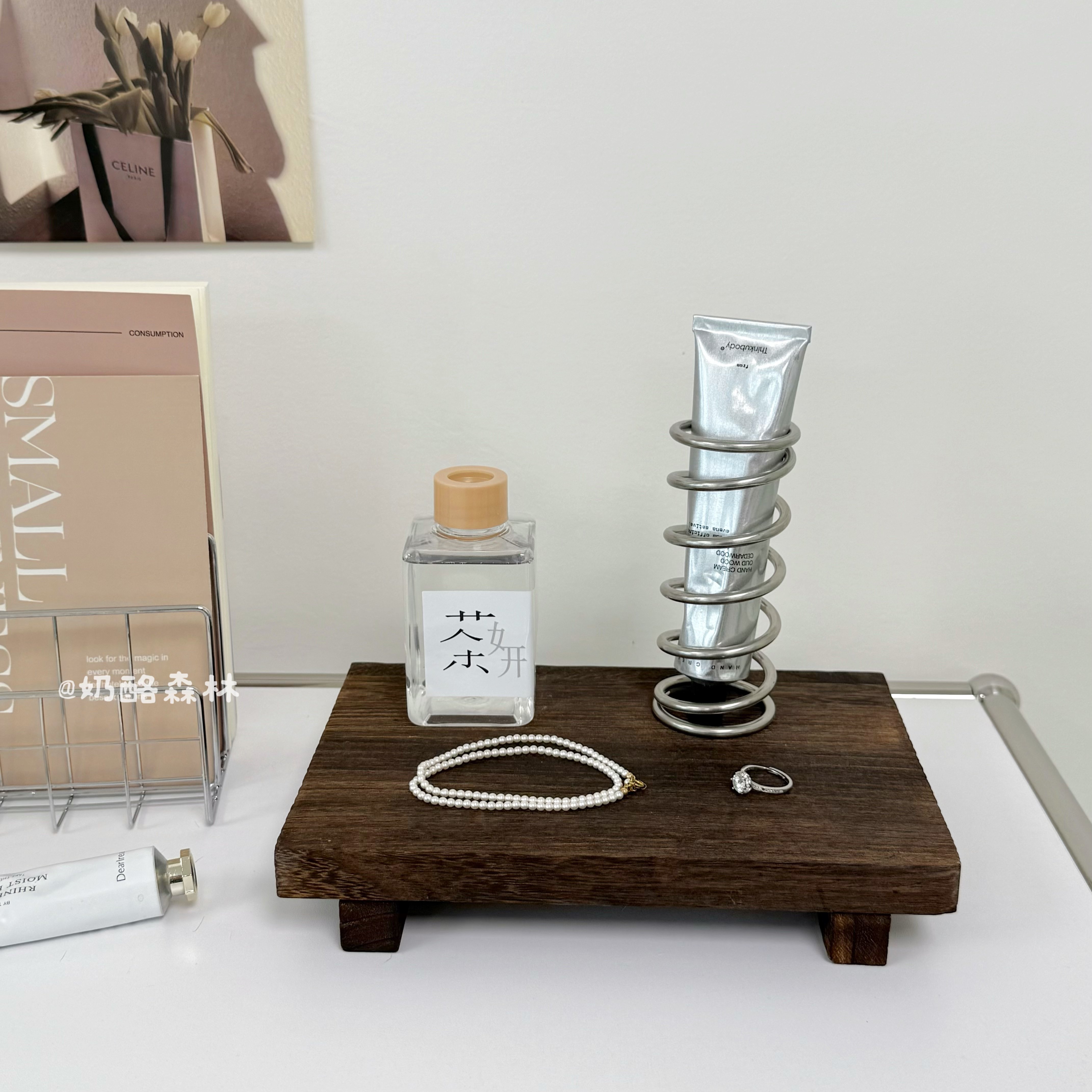 ins风复古实木置物架桌面香水整理收纳架木质首饰展示架拍照道具,淘宝优惠券,粉丝福利购,淘宝优惠卷